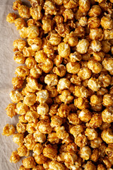 Homemade Caramel Pop Corn, top view.