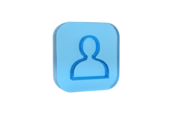Isolated rounded square icon showing user profile, communication concept, transparent effect