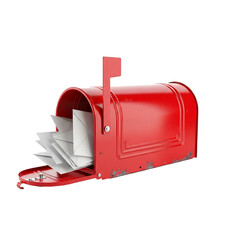 Realistic Red Mailbox Composition with Letters isolated on white background