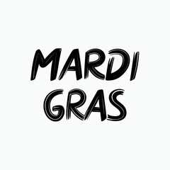 Mardi Gras text in bold style on a white background