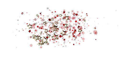 Christmas background with red and gold stars and snowflakes against a white backdrop, perfect for holiday designs and celebrations. Festive, hap
