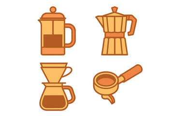 Coffee brewing methods and equipment including French press Moka pot and pour over