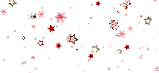 Festive winter background with red and gold stars and snowflakes. Perfect for Christmas, New Year, and holiday designs.