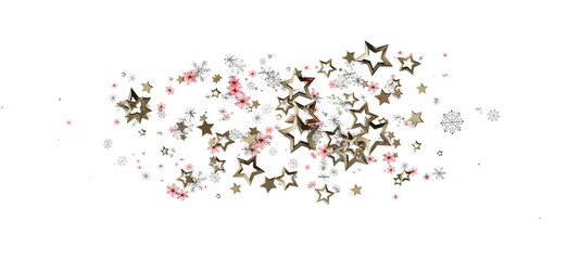 Elegant festive overlay featuring gold stars and snowflakes in red and silver, perfect for holiday designs. Ideal for Christmas, New Year, winte