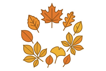 Seasonal arrangement of diverse autumn leaves forming a perfect circular wreath design