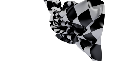 Close-up view of a checkerboard flag with intricate folds, ideal for graphic design backgrounds, conveying themes like racing, competition, and