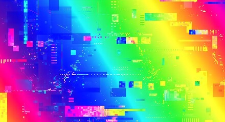 Obraz premium Vibrant Digital Glitchscape Rainbow of Electronic Malfunction and Distortion Abstract Art