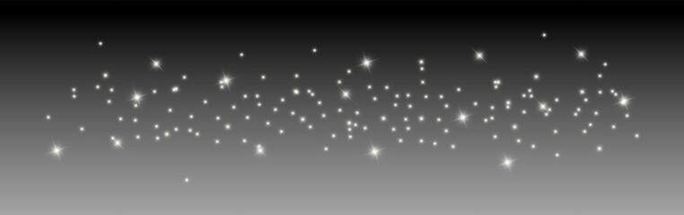 Bright glowing stars scattered on a dark gradient background. Vector illustration of sparkling light effects for festive, magical, and decorative design projects
