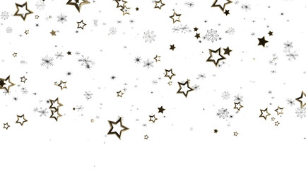 Magical winter background with gold stars and snowflakes. Perfect for holidays, celebrations, and winter themes.