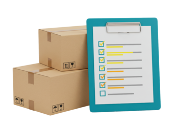 Isolated packages and clipboard for package delivery order fulfillment and inspection check