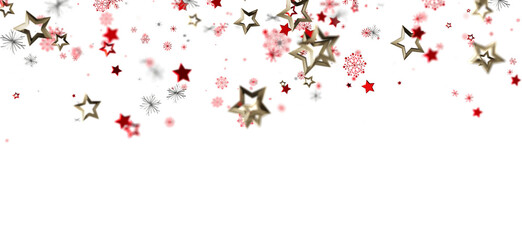 Festive background with red and gold stars and snowflakes. Perfect for holidays, celebrations, and winter themes.