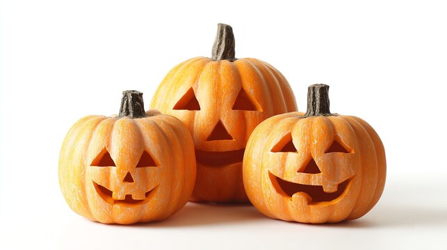 Pumpkin jack-o-lantern isolate on white background.festive Halloween concept.