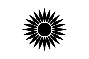 Simple black sunflower illustration on transparent background silhouette