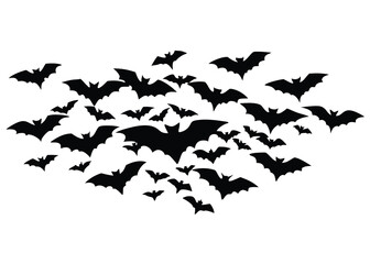 bat swarm silhouette vector icon