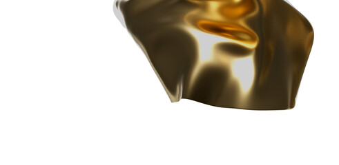 Modern abstract art. Golden surface with a smooth and reflective texture. The soft, curved shapes create a sense of fluidity, luxury, and elegan