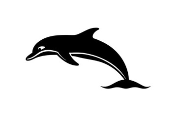 Fototapeta premium Silhouette of jumping dolphin art on transparent background