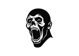 zombie scream skull silhouette vector icon