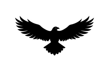 Silhouette of an eagle in flight on transparent background