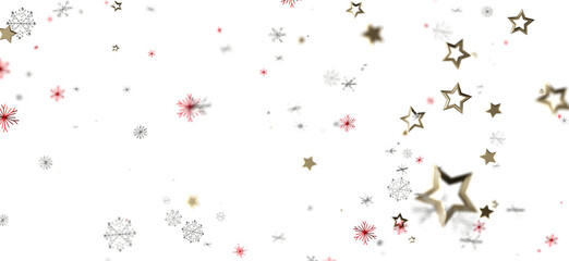 Elegant holiday background with golden stars and snowflakes on white. Perfect for Christmas, winter themes, festive designs, and seasonal greeti