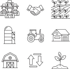 Farming and agriculture related icons isolated on white background