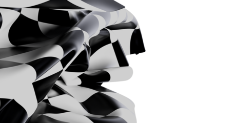 Elegant abstract image featuring a flowing checkered flag design. Perfect for backgrounds and conceptual designs related to speed, competition a