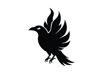 bloody crow flame silhouette vector icon