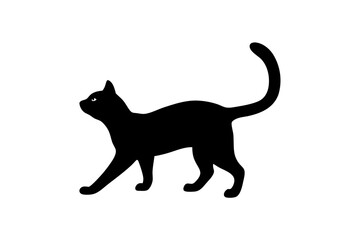 Silhouette of a black cat walking on transparent background