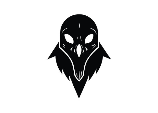 bloody raven mask skull silhouette vector icon
