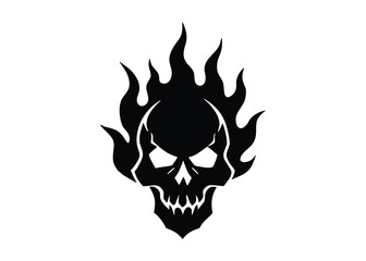 bloody shadow flame skull silhouette vector icon