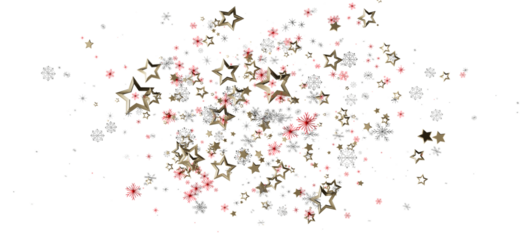 Abstract festive background design featuring gold stars, snowflakes and small red shapes. Ideal for Christmas, New Year, winter holiday season c