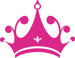 Pink Princess Crown with Curled Points and Leaf Center Vector Illustration