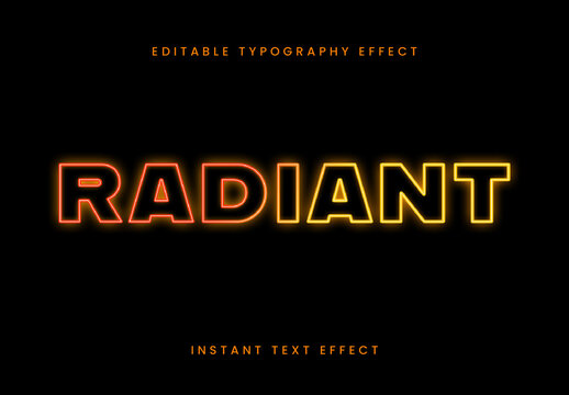 Red And Yellow Glowing Neon Gradient Outline Text Effect Light Glow Font