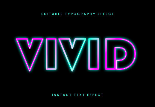 Pink And Blue Glowing Neon Gradient Outline Text Effect Glow Bordered Font