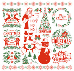 Christmas decoration elements in festive design