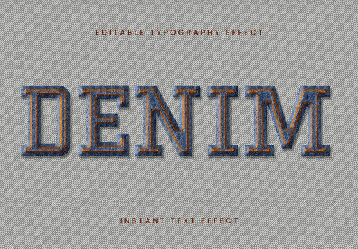 Blue And Orange Denim Embroidery Text Effect Jean Stitch Font