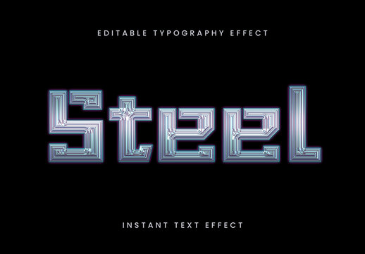 Blue And Silver Embossed Chrome Text Effect Steel Font