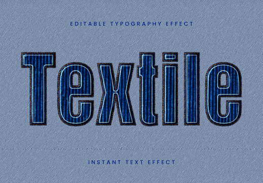 Blue And Black Stitched Text Embroidery Text Effect Textile Denim Font