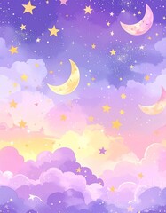 Naklejka premium Dreamy Seamless Pastel Cosmos Illustration