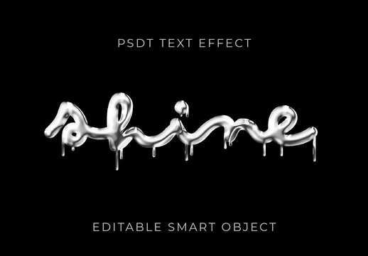 Silver Metallic Liquid Text Effect Script Dripping Font