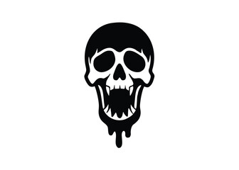 bloody tongue skull silhouette vector icon