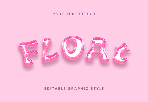 Pink Floating Foil Balloon Text Effect Glossy Font