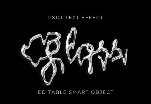 Silver Metallic Liquid Text Effect Script Irregular Dripping Font