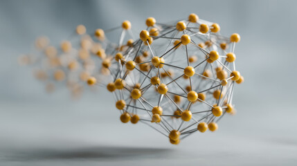 A futuristic metallic neural network sphere with glowing nodes floats against a blurred background, representing advanced technology and connectivity in a modern digital landscape