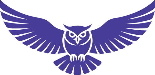 bold purple owl wings spread vector logo minimalist crest emblem for brand identity and wildlife branding