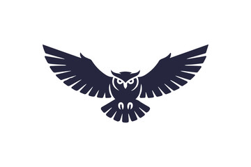 symmetrical blue owl emblem vector silhouette flat design monogram for badge mascot and outdoor brands