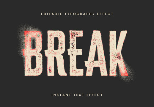 Red And Beige Grunge Dissolving Text Effect Spray Distressed Font