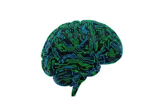 Isolated Brain With Circuit Board Design for Science and Futuristic Concepts