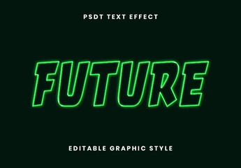 Green Techno Laser Glow Text Effect Neon Outline Font