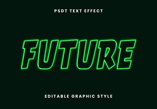 Green Techno Laser Glow Text Effect Neon Outline Font