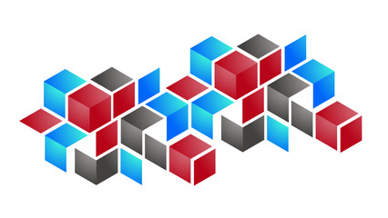 Isometric colored cube illustration for abstract geometric and technology background design